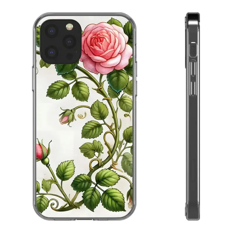 Pink Rose Clear Case Chic Phone Protection