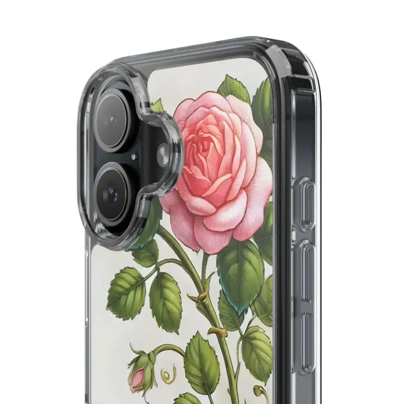 Pink Rose Clear Case Chic Phone Protection