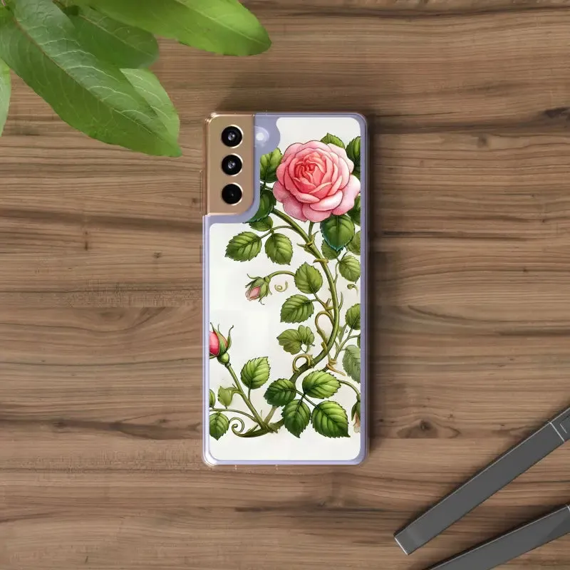 Pink Rose Clear Case Chic Phone Protection