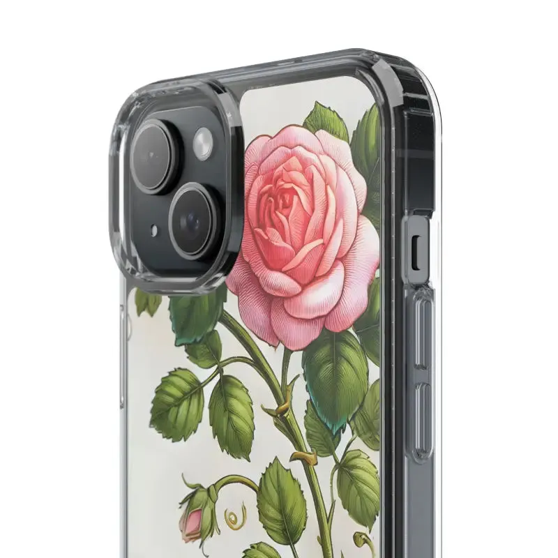 Pink Rose Clear Case Chic Phone Protection