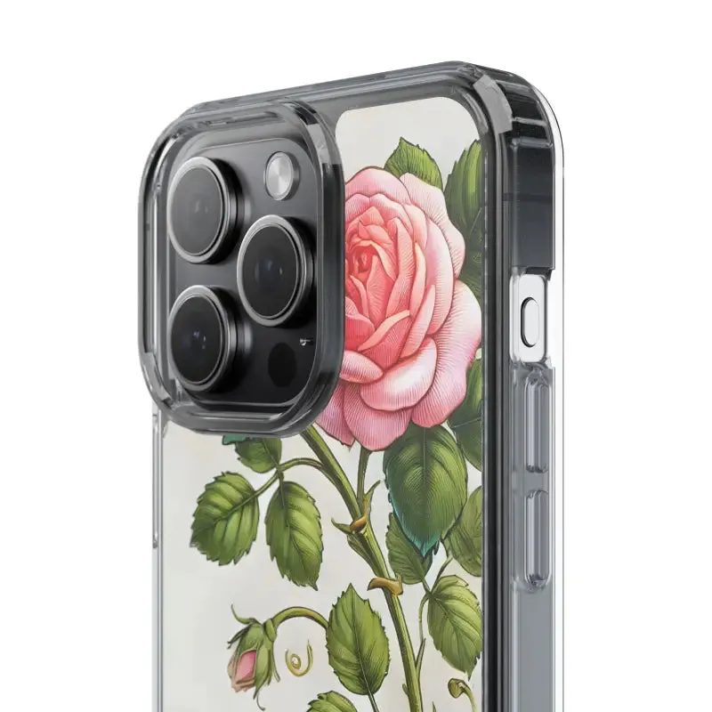 Pink Rose Clear Case Chic Phone Protection