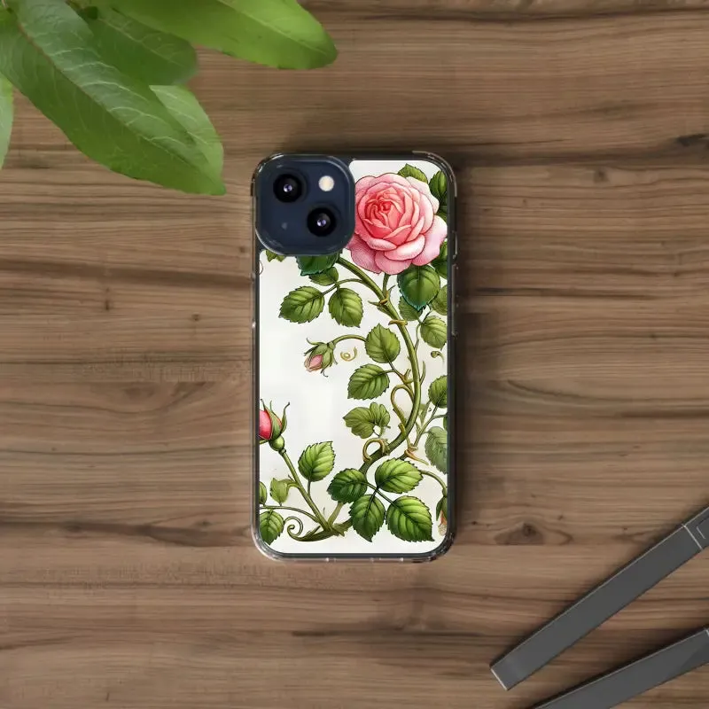 Pink Rose Clear Case Chic Phone Protection