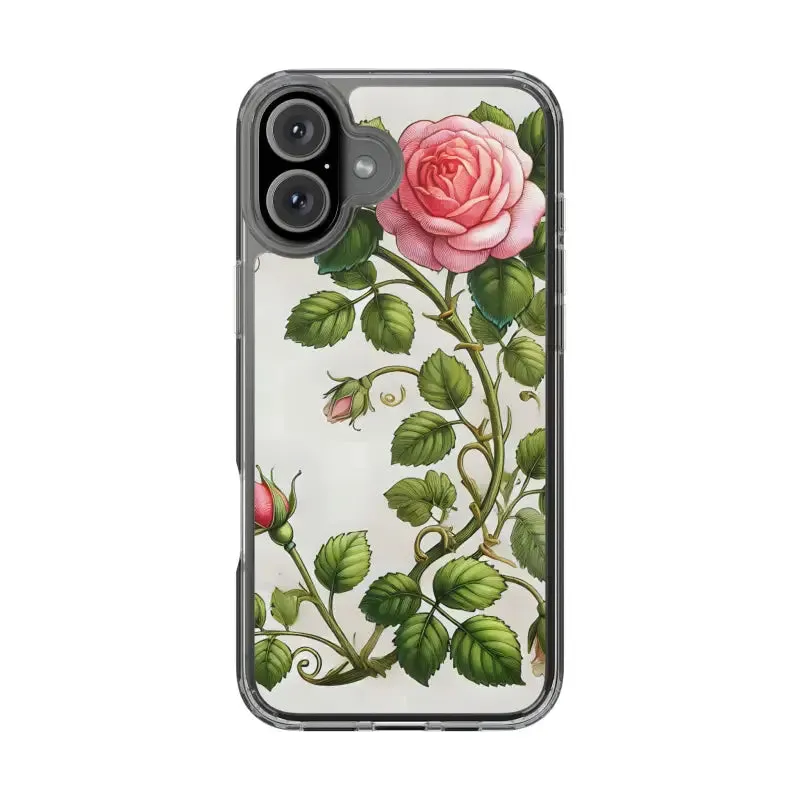 Pink Rose Clear Case Chic Phone Protection
