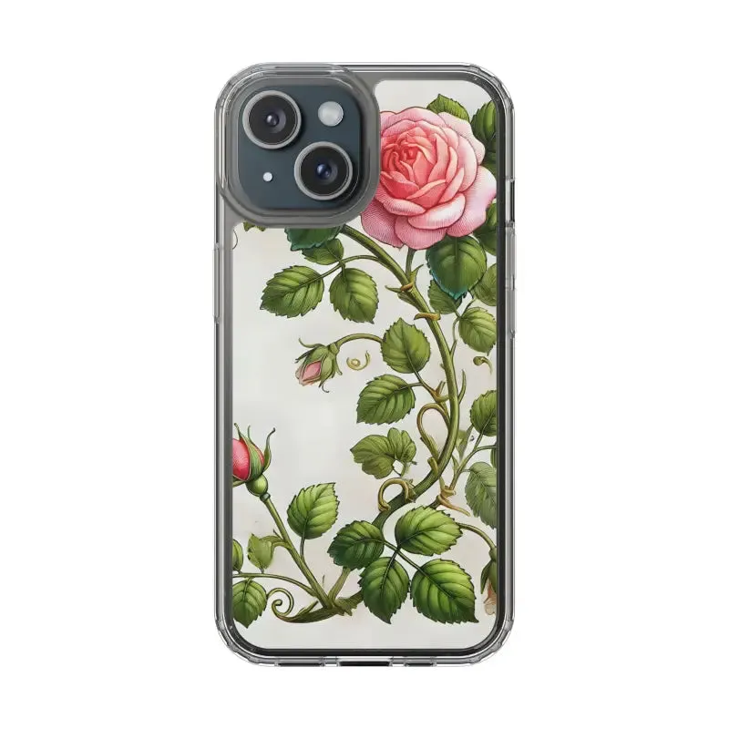 Pink Rose Clear Case Chic Phone Protection