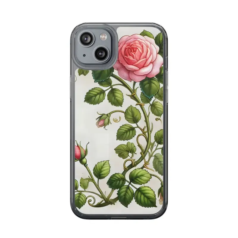 Pink Rose Clear Case Chic Phone Protection