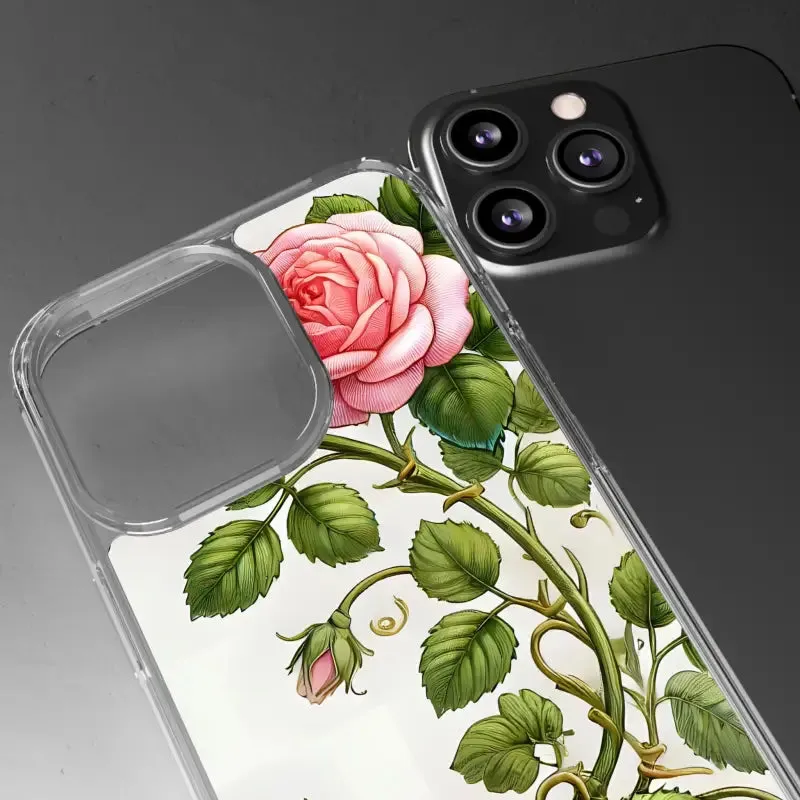 Pink Rose Clear Case Chic Phone Protection