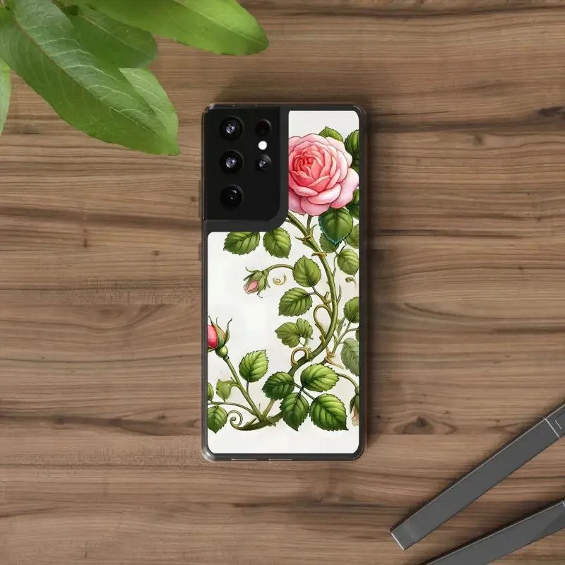 Pink Rose Clear Case Chic Phone Protection
