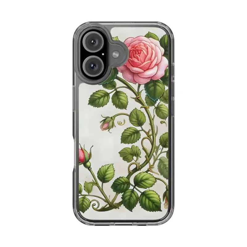 Pink Rose Clear Case Chic Phone Protection