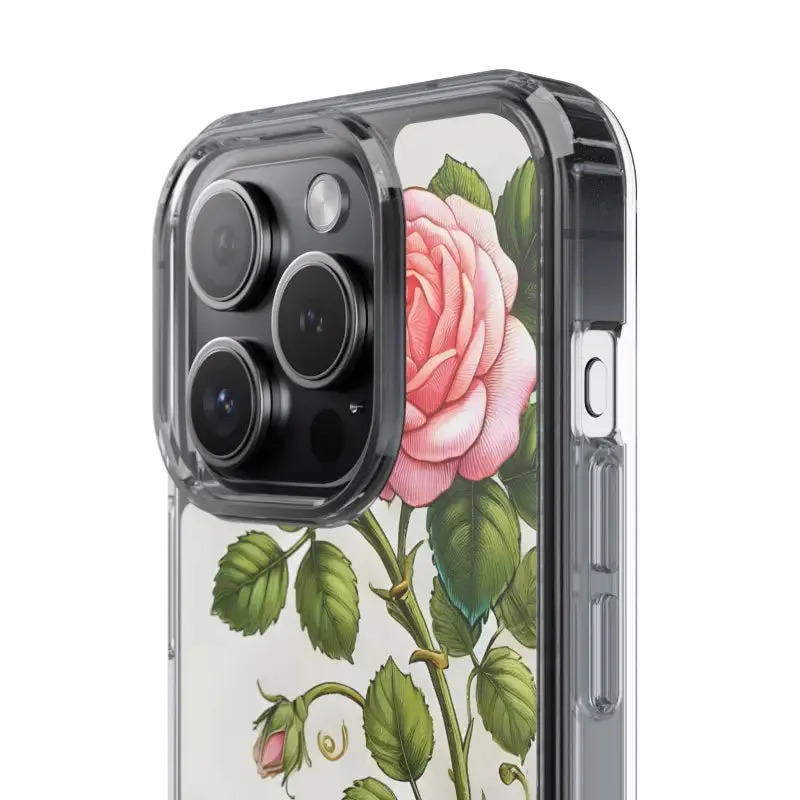 Pink Rose Clear Case Chic Phone Protection