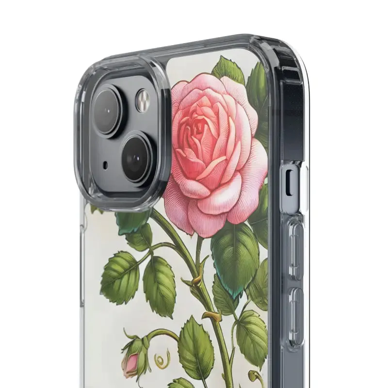 Pink Rose Clear Case Chic Phone Protection