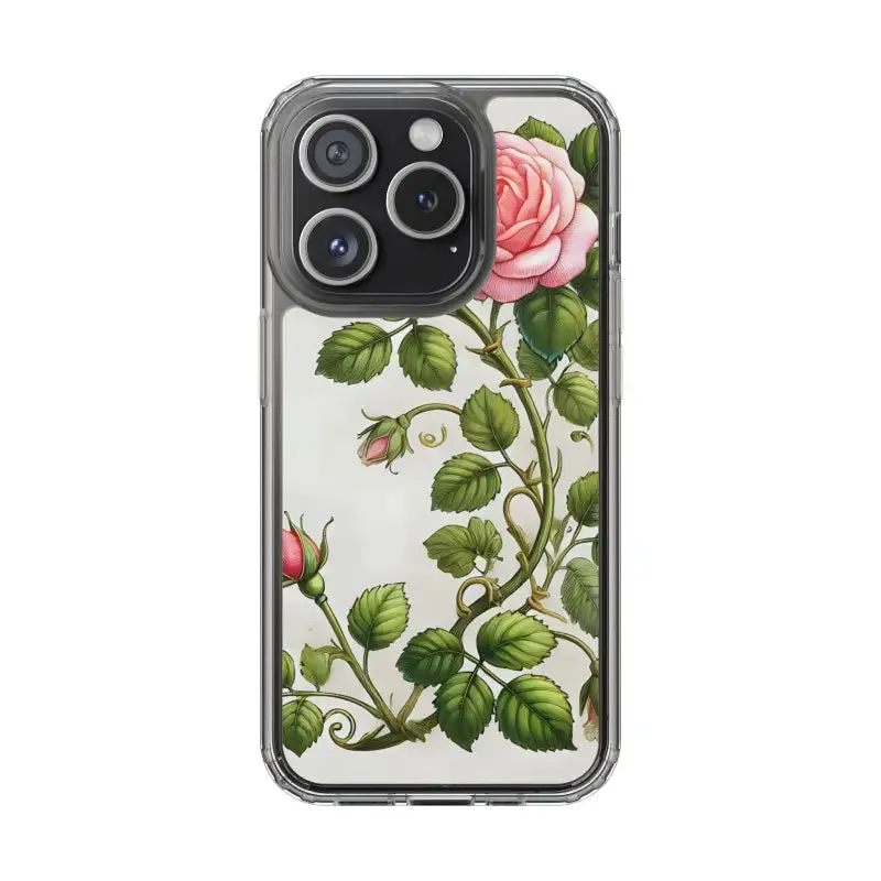 Pink Rose Clear Case Chic Phone Protection