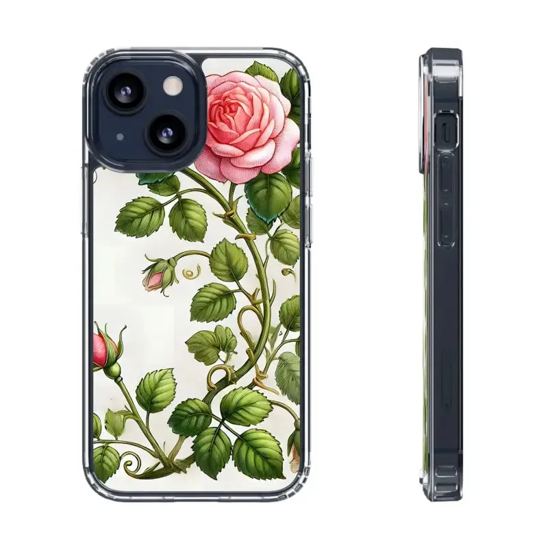 Pink Rose Clear Case Chic Phone Protection
