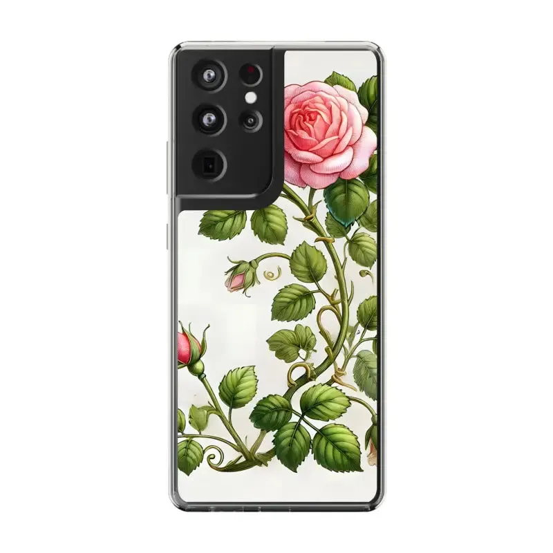 Pink Rose Clear Case Chic Phone Protection