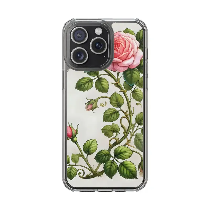 Pink Rose Clear Case Chic Phone Protection