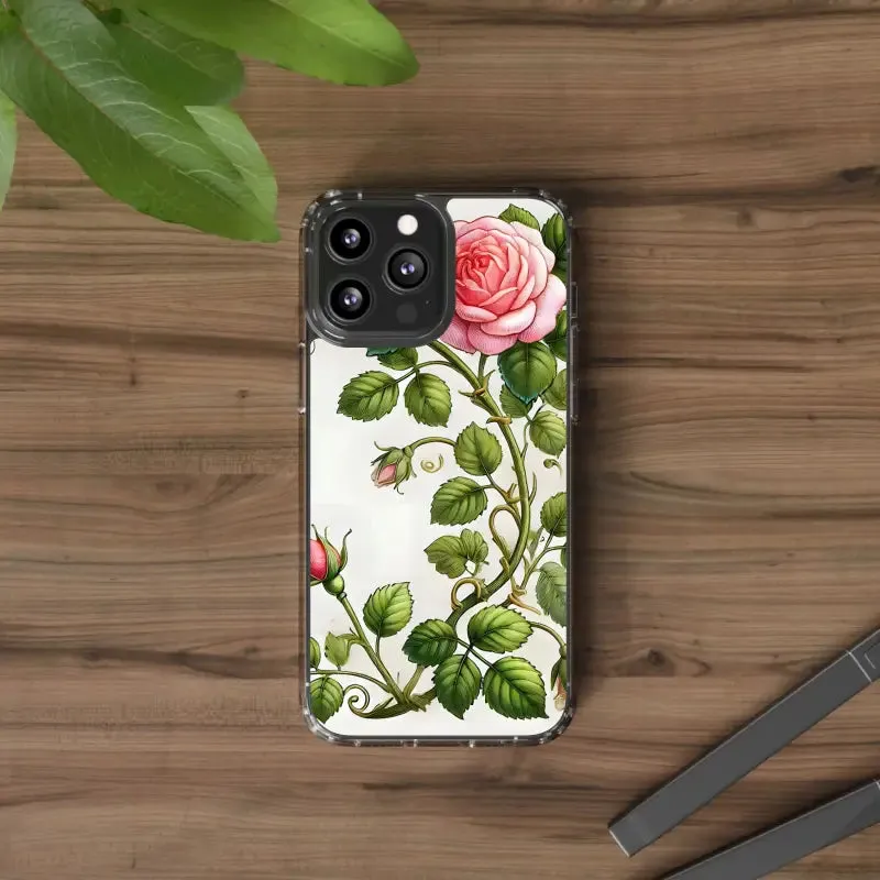 Pink Rose Clear Case Chic Phone Protection