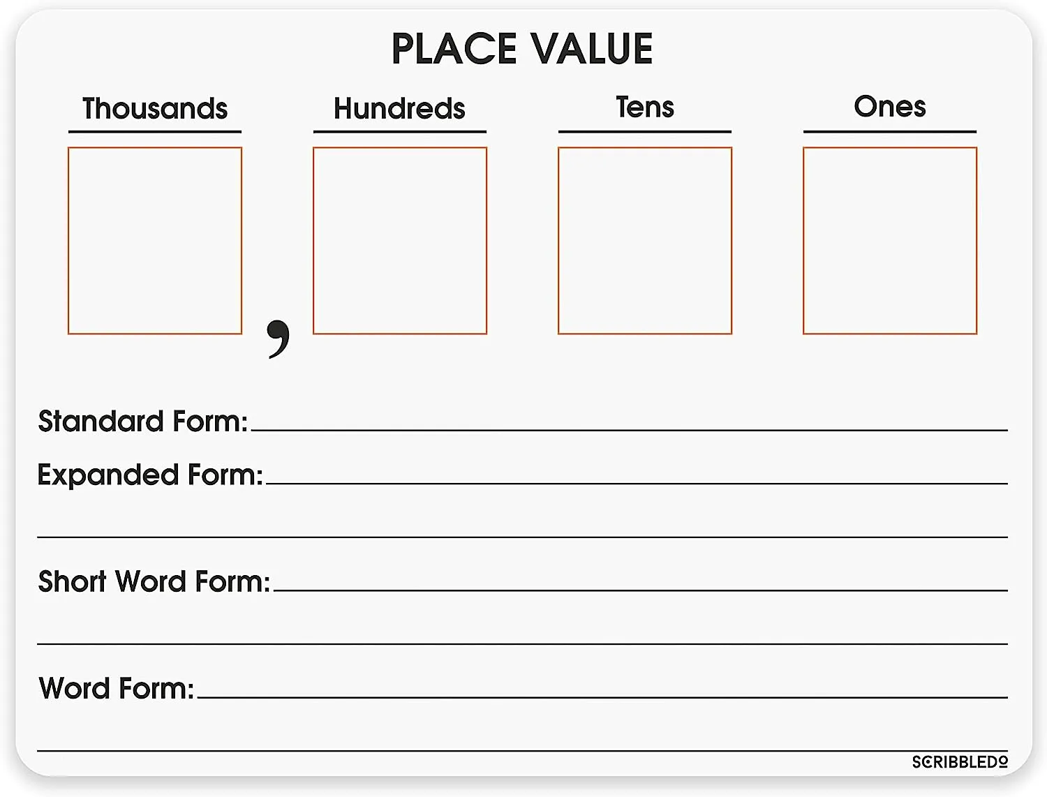 Place Value Double Sided Board 9"x12"