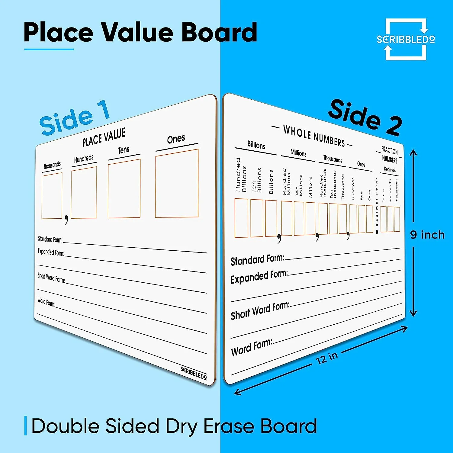 Place Value Double Sided Board 9"x12"