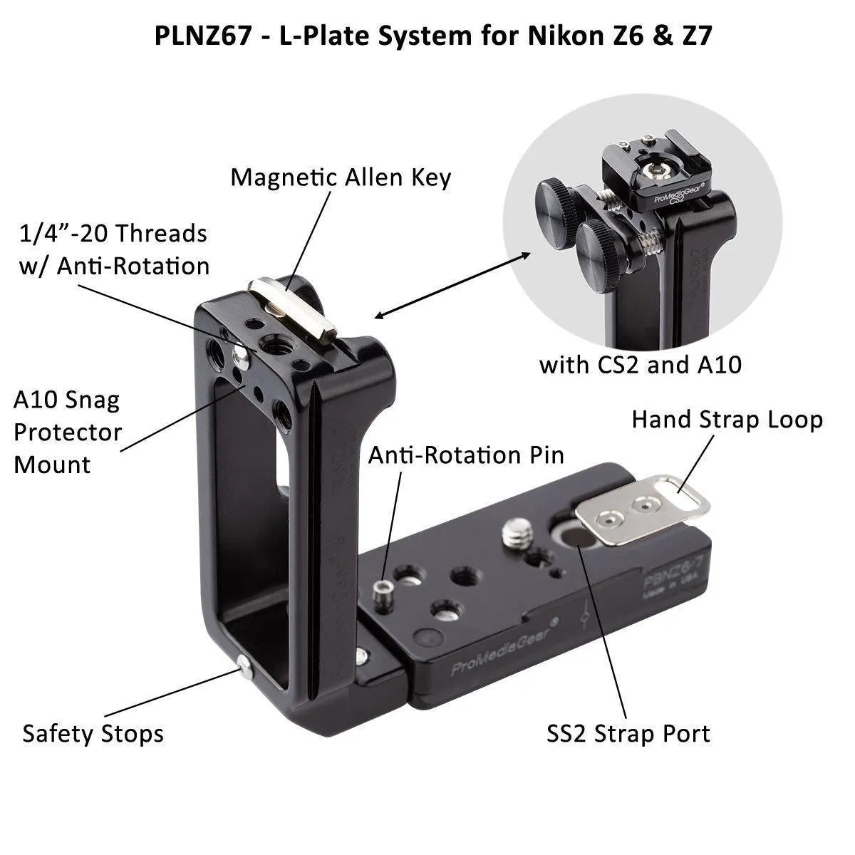 PLNZ67 L-Bracket plate for Nikon Z6 and Z7 Arca Swiss type