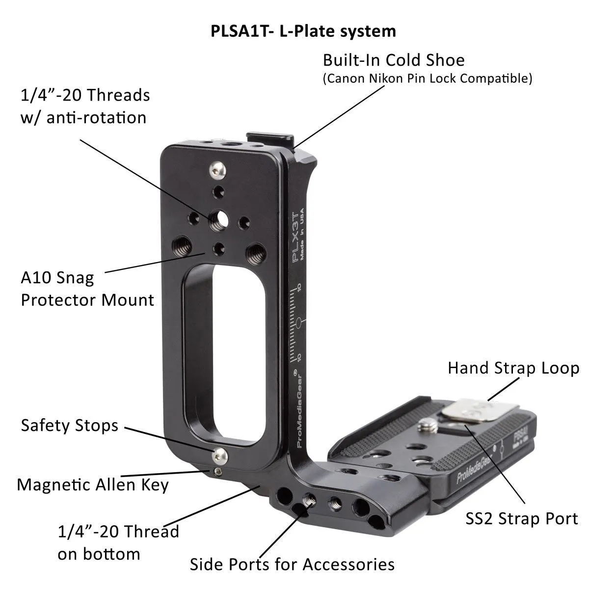 PLSA1T Offset L-Bracket for Sony A1 & A1 II, A7R V, A9 III L-Plate Arca-Swiss Style