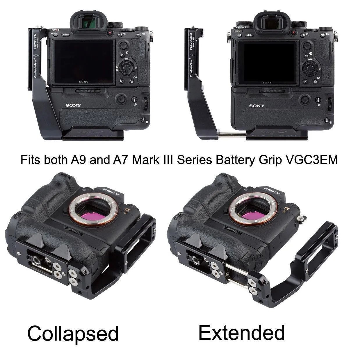 PLSVGC3EM Arca-Swiss L-Bracket for Sony A9, A7 III, and A7R III with the Sony  VG-C3EM Battery Grip
