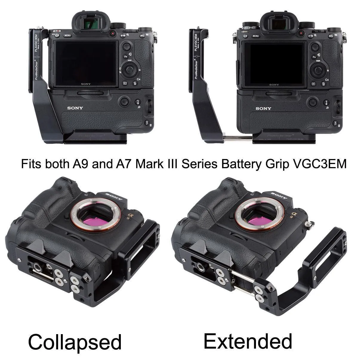 PLSVGC4EM Arca-Swiss L-Bracket for Sony A1, A7R IV, A9 II, A7S III with VG-C4EM Grip