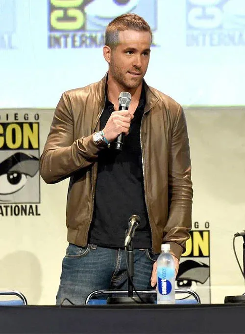 Premium Brown Leather Jacket Worn By Ryan Reynolds | Ryan Reynolds Premium Brown Leather Jacket