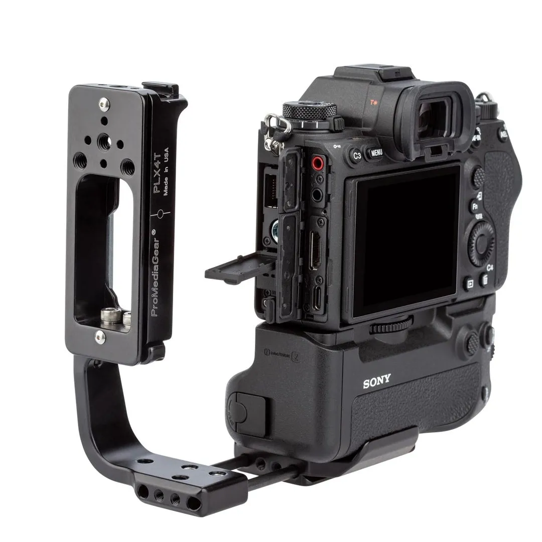ProMediaGear PLSX4T L-Bracket L-Plate for Sony Alpha a1 with VG-C4EM Vertical Battery Grip, Arca-Type, SS2 Strap Port