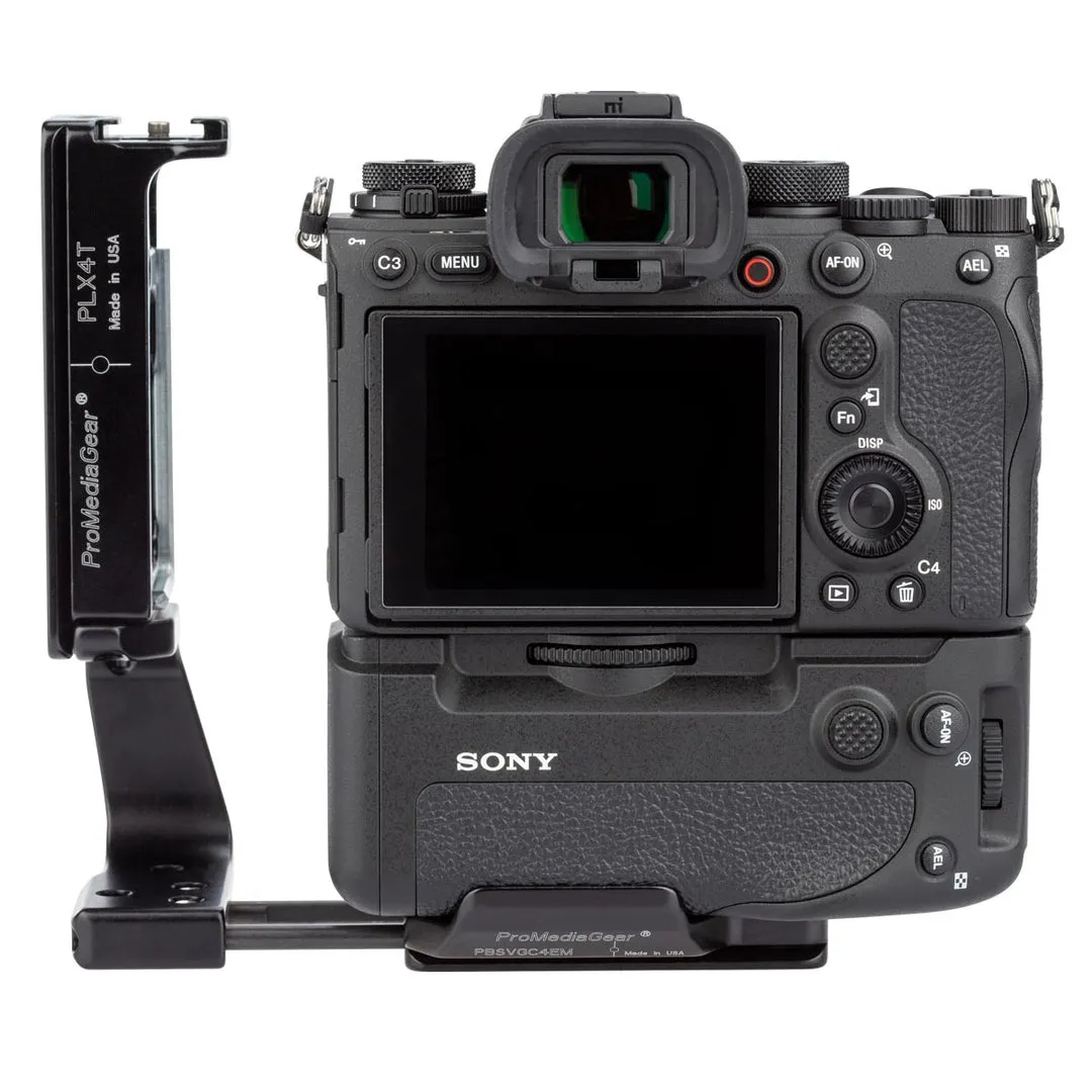 ProMediaGear PLSX4T L-Bracket L-Plate for Sony Alpha a1 with VG-C4EM Vertical Battery Grip, Arca-Type, SS2 Strap Port