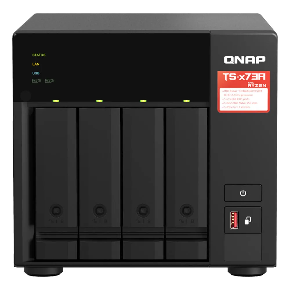 QNAP TS-473A-SW5T 4-Bay Cloud Storage NAS Enclosure   QSW-1105-5T Switch 5 Port