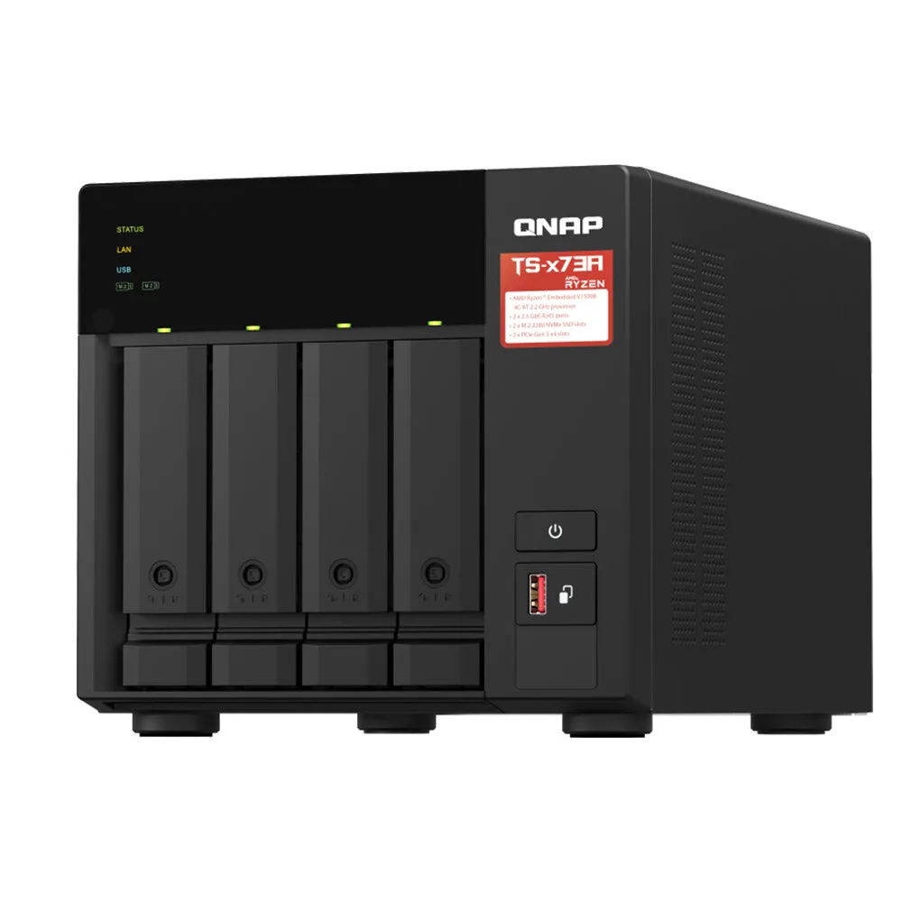 QNAP TS-473A-SW5T 4-Bay Cloud Storage NAS Enclosure   QSW-1105-5T Switch 5 Port