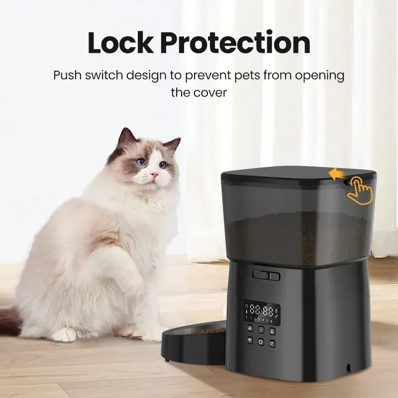 ROJECO Automatic Cat Feeder - Pet Smart Cat Food Kibble Dispenser Button Version Smart Control Auto Feeder For Cat Dog Accessories