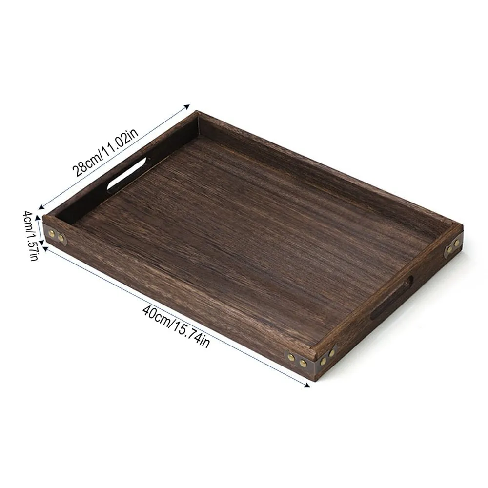 Rustic Wooden Serving Trays with Handle - Rectangular