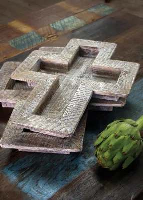 S Of 2 Wooden Cross Trays