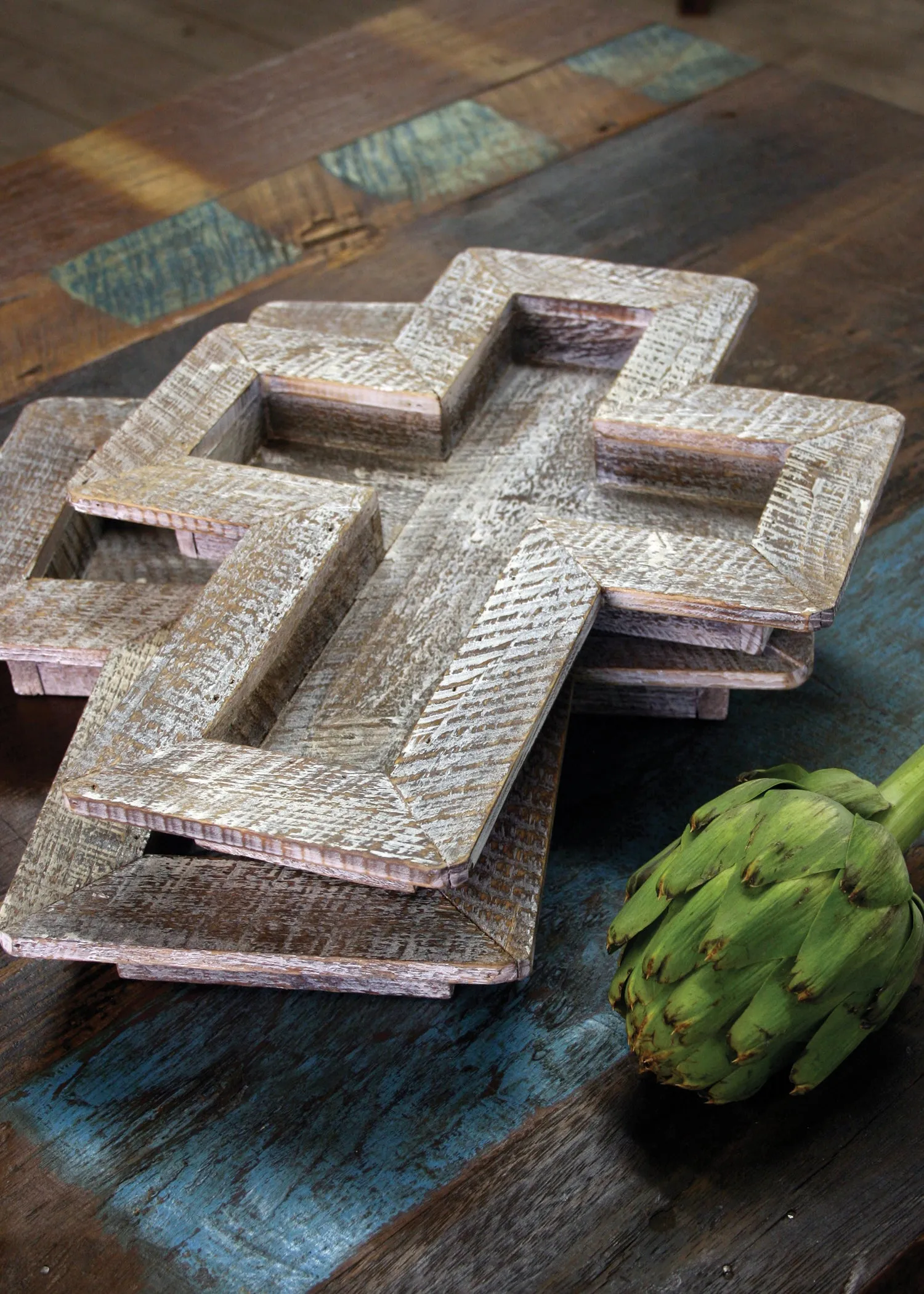 S Of 2 Wooden Cross Trays