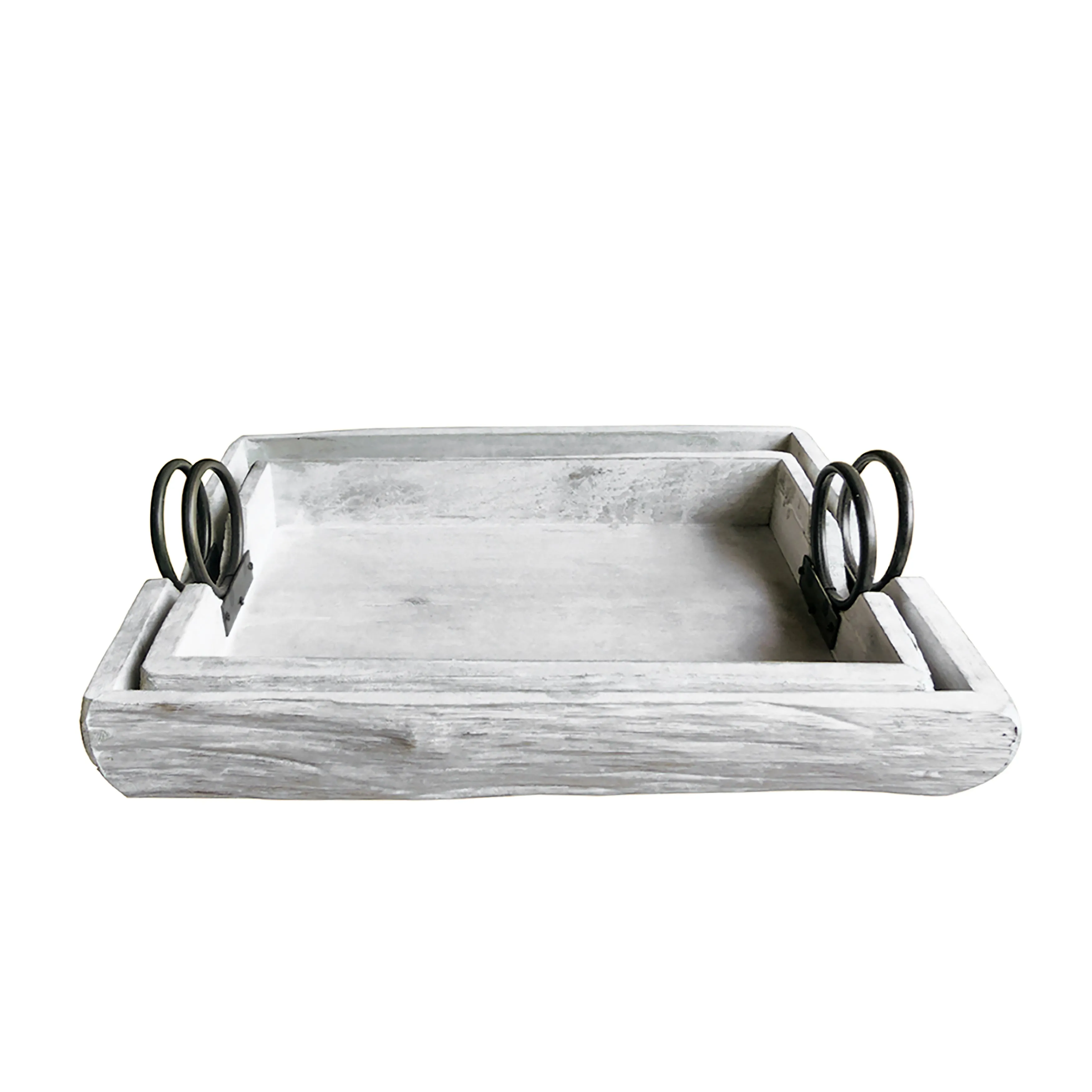 S/2 Wood Trays 19X13X5", White