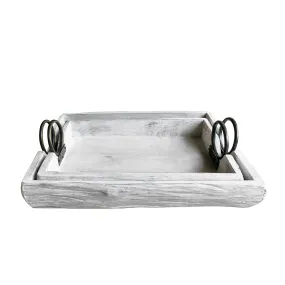 S/2 Wood Trays 19X13X5", White