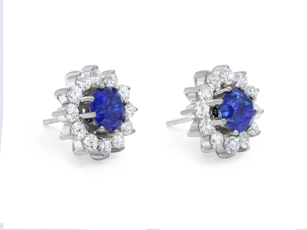 Sapphire and Diamond Earrings in 18K White Gold