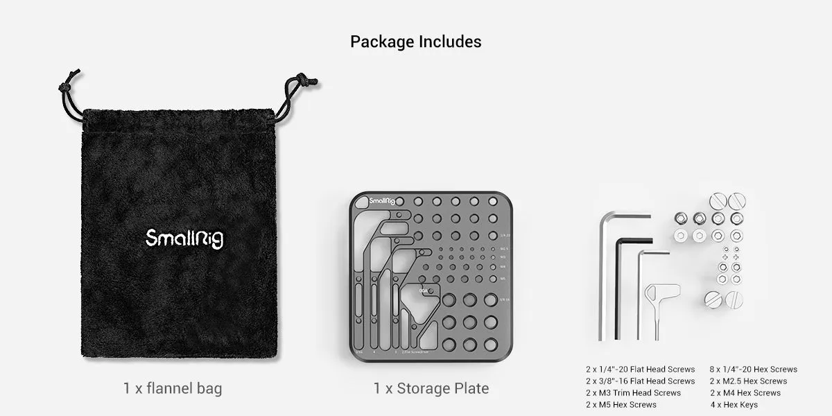 Smallrig MD3184 Storage Plate Kit for Most Commonly Used Camera Rig Screws and Hex Keys