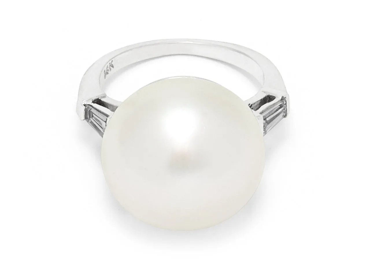 South Sea Button Pearl Ring in 14K White Gold
