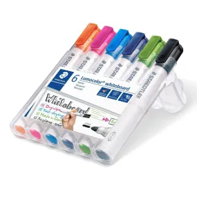 Staedtler - Lumocolor Whiteboard Marker - Bullet Tip - Box of 6 - Assorted Colours