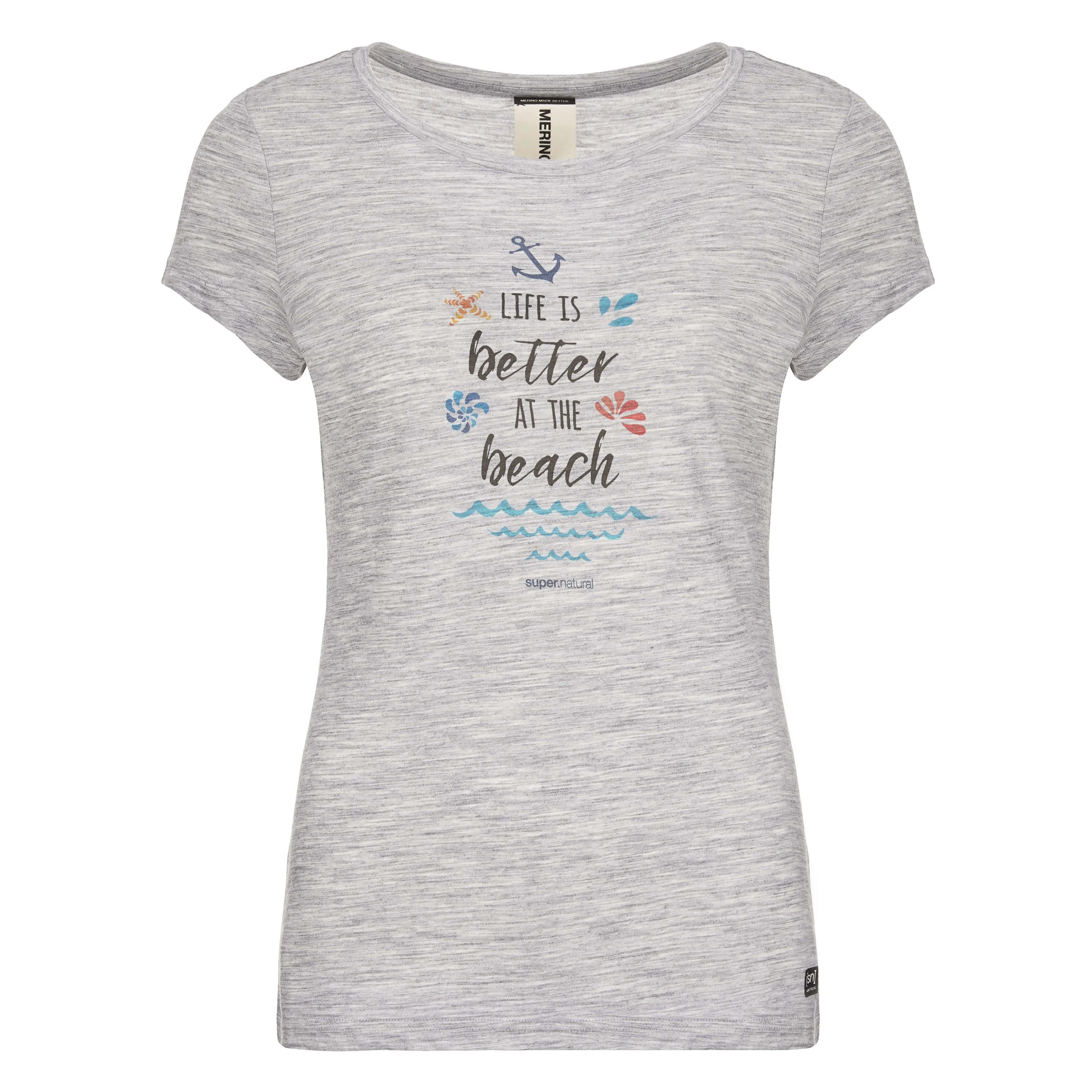 super.natural Women&#x27;s Digital Print Tee Ash Melange/Watercolor Print | Buy super.natural Women&#x27;s Digital Print Tee Ash Melange/Watercolor Print here | Outnorth