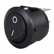 Switch Rocker Round On/Off Black Pk 100
