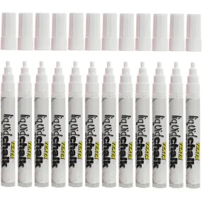 Texta Liquid Chalk Marker Dry Wipe 4.5mm Bullet Tip Nib White Pack 12