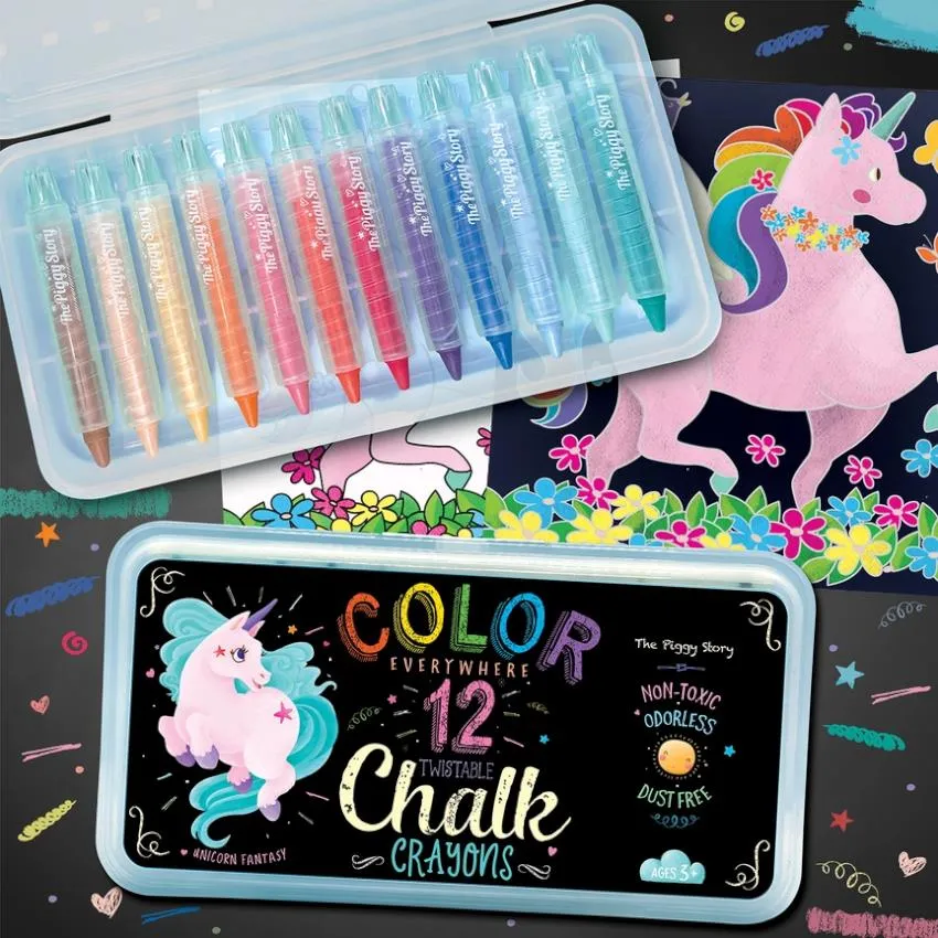 The Piggy Story Colour Everywhere Twistable Chalk Crayons - Unicorn Fantasy