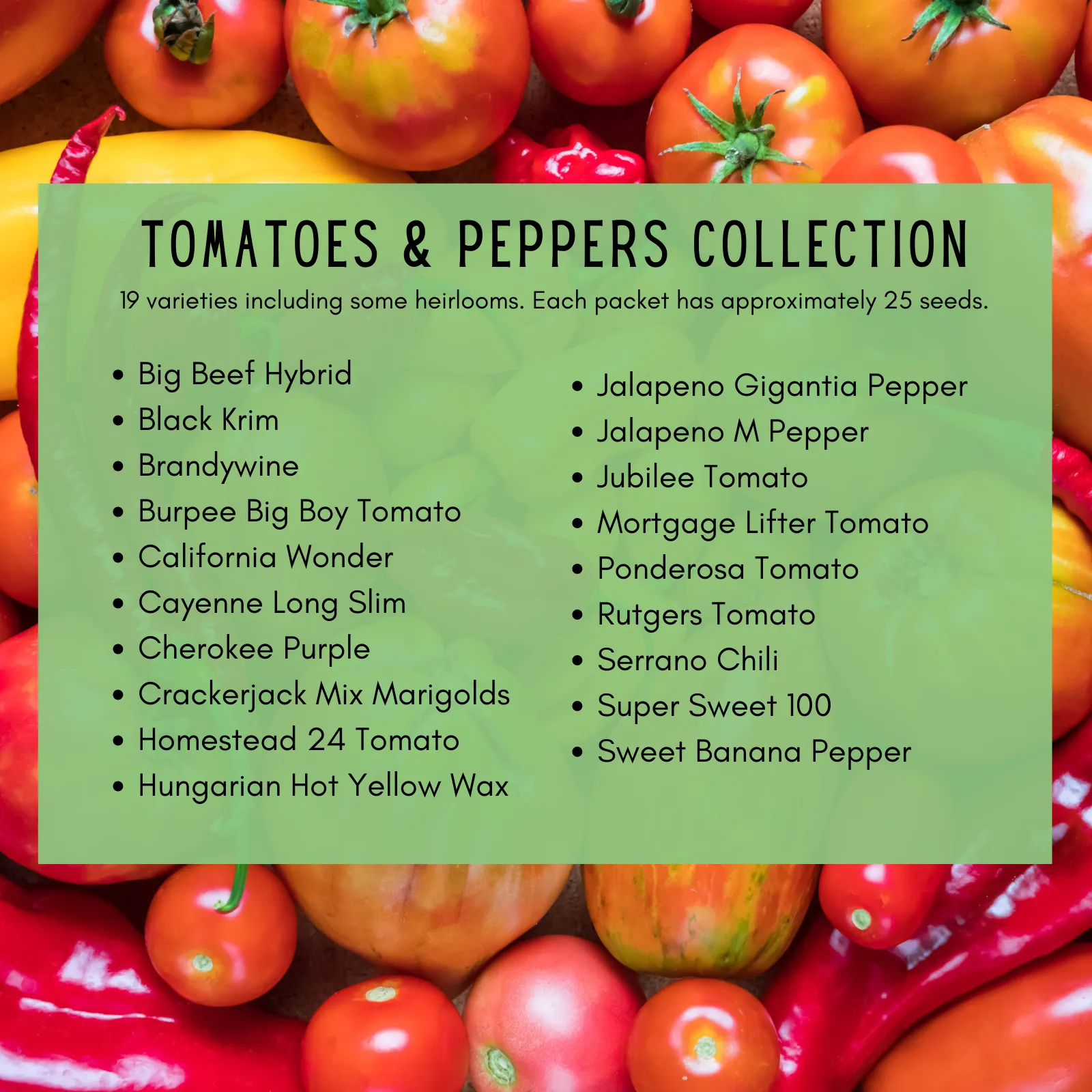 Tomatoes & Peppers Grow Kit | 500 Seeds, 19 Varieties   60 Organic EcoPaper Seed Pots | Non-GMO, Resealable Bags, Peat-Alternative