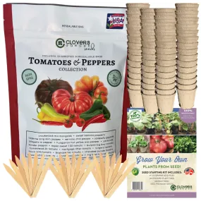 Tomatoes & Peppers Grow Kit | 500 Seeds, 19 Varieties   60 Organic EcoPaper Seed Pots | Non-GMO, Resealable Bags, Peat-Alternative