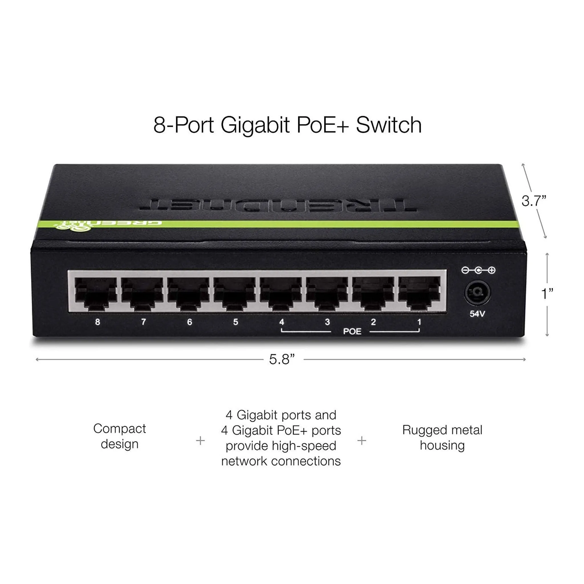 TRENDnet TPE-TG44G 8-Port GREENnet Gigabit PoE  Switch - 4x PoE 