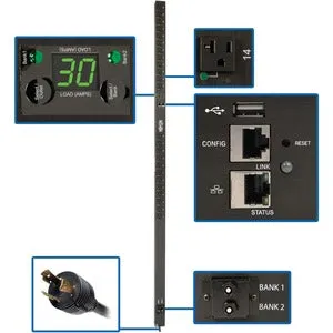 Tripp Lite by Eaton 2.9kW Single-Phase Monitored Per-Outlet PDU - LX Platform, 24 5-15/20R Outlets (120V), L5-30P Input, 0U, TAA