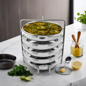 USHA SHRIRAM Stainless Steel Dhokla Maker (5 Plate) With Handle | Dhokla Stand | Dhokla Plate Only | Thattu Idli Plate | Idli And Dhokla Maker | Khaman Dhokla Plate