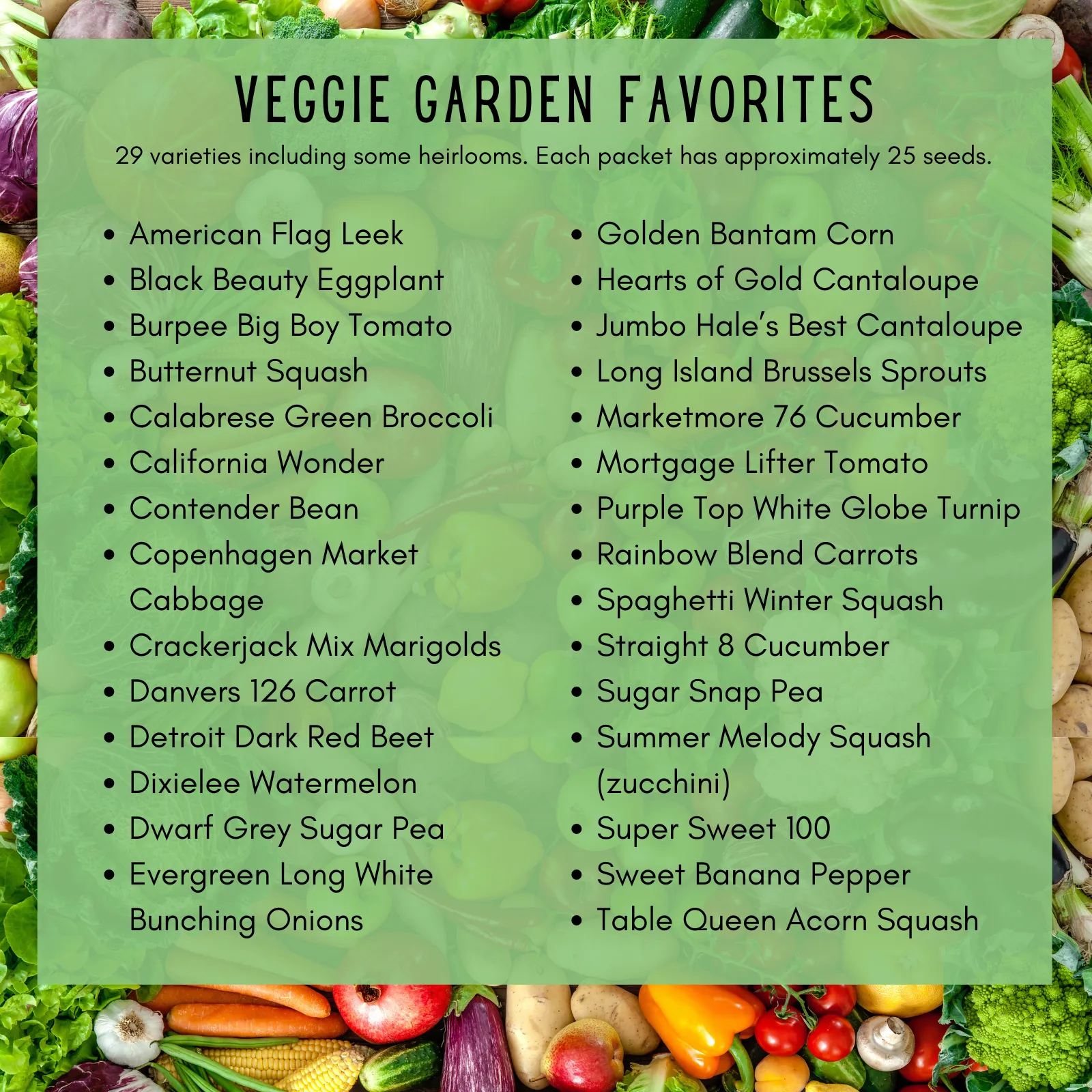 Veggie Garden Favorites Grow Kit | 725 Seeds, 29 Varieties   60 Organic EcoPaper Seed Pots | Non-GMO, Resealable Bags, Peat-Alternative